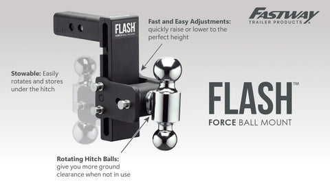 Flash Force Ball Mount Feature Callout - Adjustable Height, Rotating Stowable Hitch Balls Diagram | United RV Parts