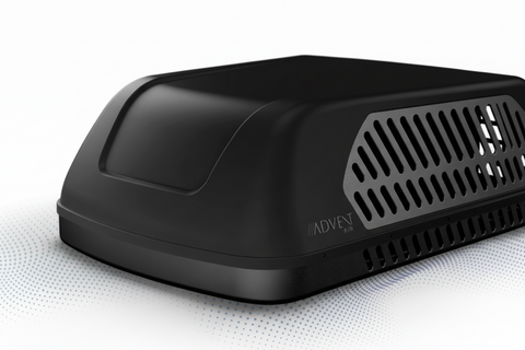 Black Advent Air RV Air Conditioner AAC150B - Side Angle View | United RV Parts
