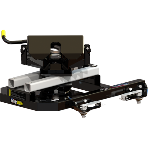 Black PullRite SuperGlide 16K Fifth Wheel Hitch - Angled View | United RV Parts