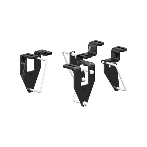 Black Steel Fifth Wheel Mounting Brackets Set - Angled View | PullRite ISR Series 2740 for 2013 Dodge 2500