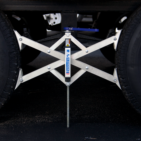 BAL X-Chock XL 28014 Installed Between RV Tires - Usage View | United RV Parts