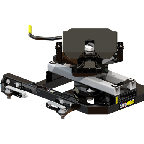 Black PullRite SuperGlide 2915 18K Fifth Wheel Slider Hitch - Rear 3/4 View | United RV Parts