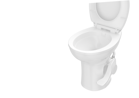 POWERMAX | Residential Height RV Toilet-Plastic | Foot Pedal | PMTCP-WHITE | White
