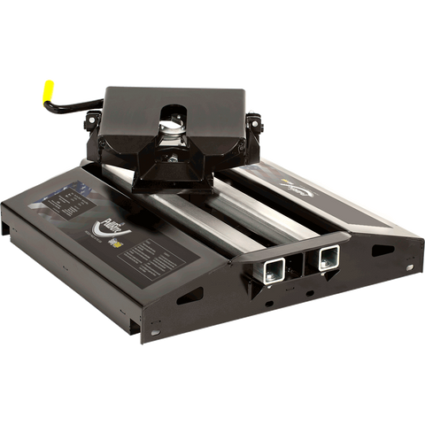 Black PullRite 3100 SuperGlide Fifth Wheel Hitch - Driver Side View | United RV Parts