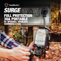 Southwire 30A Surge Guard Connected to RV Power Pedestal - Lifestyle Use | United RV Parts