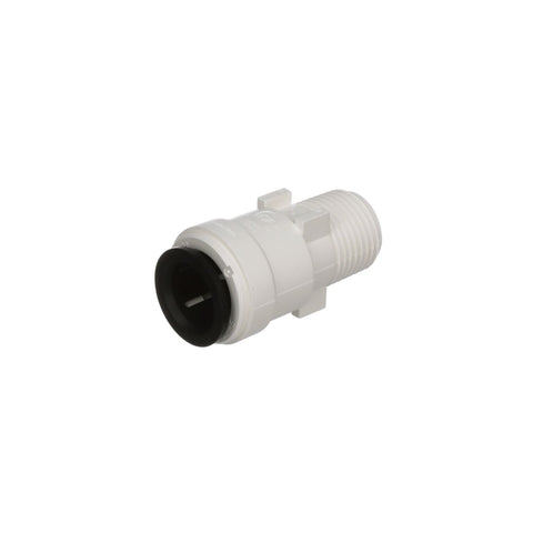 White Plastic AquaLock Male Adapter - Angled View with Threads | United RV Parts