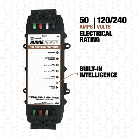 Surge Guard 35550 50 Amp 120/240V RV Surge Protector Features Diagram | United RV Parts