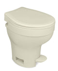 Parchment Thetford Aqua-Magic VI Hi RV Toilet - Closed Seat Three-Quarter View | United RV Parts