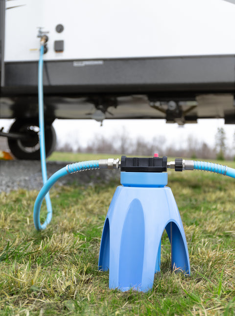Blue Water Filter Stand Under RV - Outdoor Use with Inline Water Filter System | United RV Parts