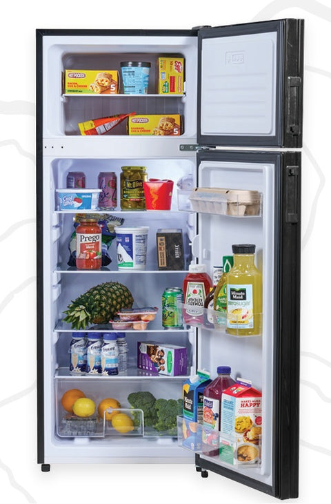 Black InVision 12V RV Refrigerator Interior - Open Door Storage View | United RV Parts