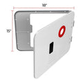 White Steel RV Water Heater Door - Dimensional View with Measurements | United RV Parts