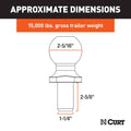Curt 40030 Hitch Ball Dimensions Chart - 2-5/16 Inch Diameter | United RV Parts