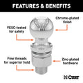 Curt 40030 Features & Benefits Diagram - Chrome Plated Hitch Ball | United RV Parts