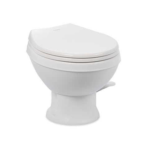 White Dometic 401 Essential RV Toilet - Side View | United RV Parts