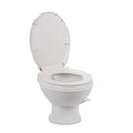 White Dometic 401 Essential RV Toilet with Open Seat - Front View | United RV Parts