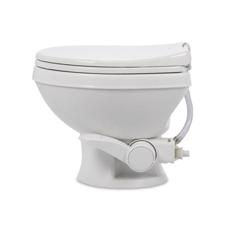 White Dometic 401 RV Toilet with Flush Pedal - Side Angle | United RV Parts