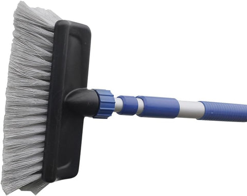 Black Soft Bristle Brush Head with Blue Handle Connection - Side View | United RV Parts