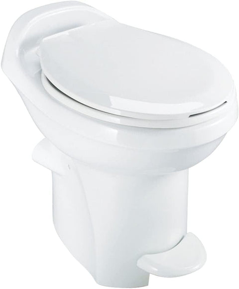 White Ceramic Thetford Style Plus RV Toilet 34429 - Side View | United RV Parts