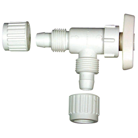 White Plastic Flair-It 90 Degree Stop Valve - Exploded View | United RV Parts