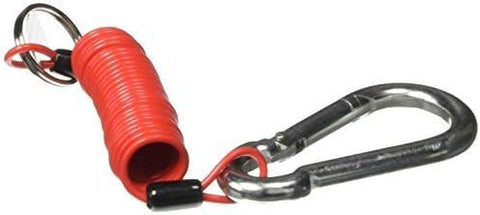 Red Coiled Trailer Breakaway Cable with Chrome Hardware - Side View | United RV Parts