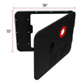 Black Steel RV Water Heater Door with Dimensions - 15"x18" Angled View | United RV Parts
