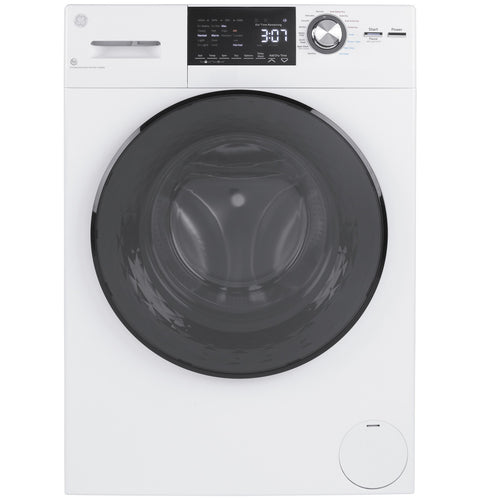 White GE Front Load Washer Dryer Combo GFQ14ESSNWW - Door Open Front View | United RV Parts