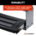 Lippert RV Manual Step Close-Up - 300 lb Capacity Black Powder-Coated Steel Tread Detail | United RV Parts