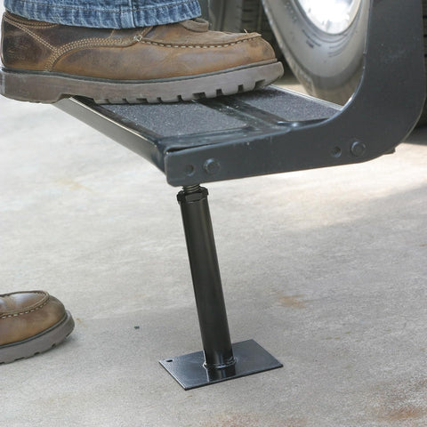 Camco 43691 RV Step Brace Installed Under Entry Step - In-Use Lifestyle View | United RV Parts