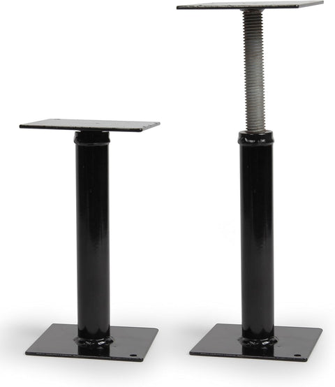 Black Powder-Coated Steel RV Step Brace - Collapsed and Extended Comparison View | United RV Parts