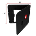 Black Steel Water Heater Door with Dimensions - Open Side View | United RV Parts