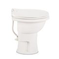 White Dometic 410 Tall RV Toilet - Side Angle View with Flush Handle | United RV Parts