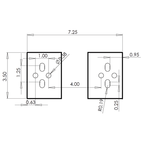 Ultra-Fab 48-979002 Scissor Jack Mounting Plate Technical Dimensions - Top View | United RV Parts