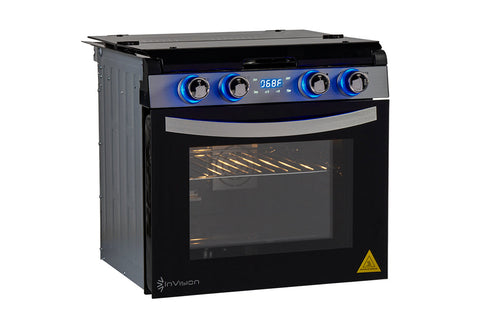 Black InVision 21 Gas Range 480-2230 with Blue Digital Display - Front View | United RV Parts