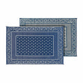 Blue Reversible Vineyard RV Patio Mat - Both Sides View | United RV Parts