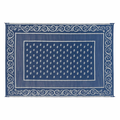 Blue Polypropylene RV Patio Mat - Vineyard Pattern Side | United RV Parts