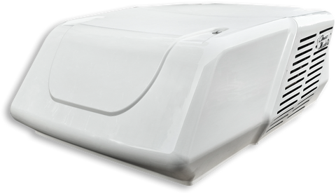 White Coleman Mach 15 RV Air Conditioner Heat Pump - Angled Side View | United RV Parts