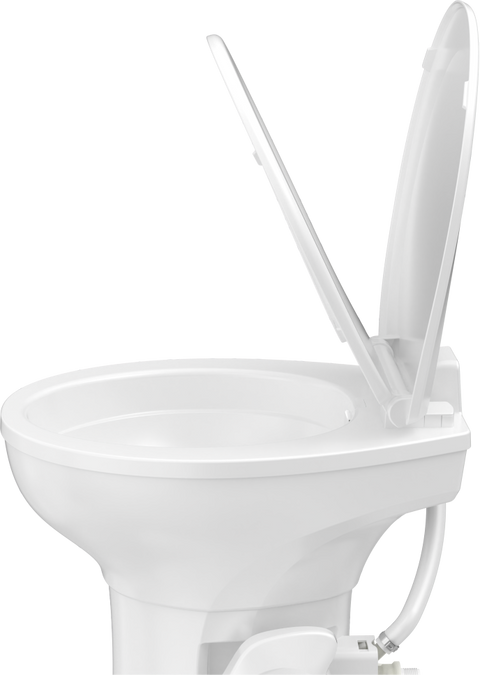 POWERMAX | Residential Height RV Toilet-Plastic | Foot Pedal | PMTCP-WHITE | White