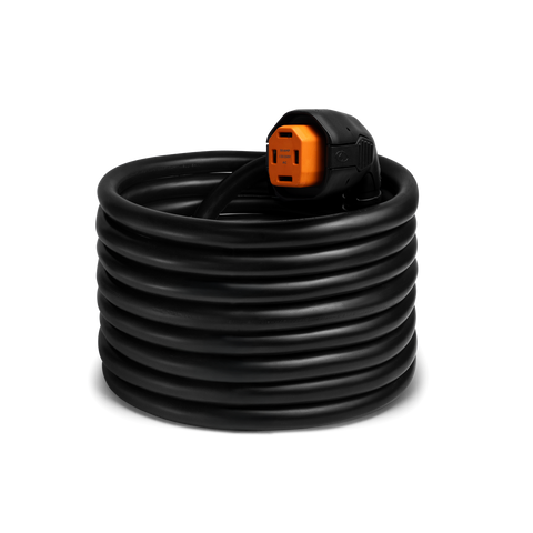 Black SmartPlug 50 Amp RV Power Cordset - Coiled View with Orange Connector | United RV Parts