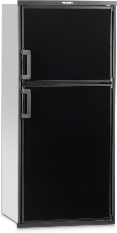 Dometic DM2672 6 Cu Ft RV Refrigerator with Black Door Panels - Full Front View | United RV Parts