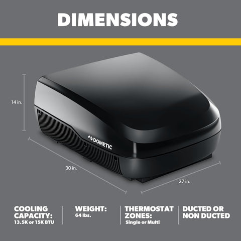 Dometic RV Air Conditioner Dimensions Chart - 30x27x14 Inch Sizing Guide | United RV Parts