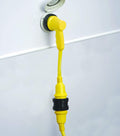 Yellow 50 Amp RV Power Adapter Connected to White Inlet - Installation View | United RV Parts
