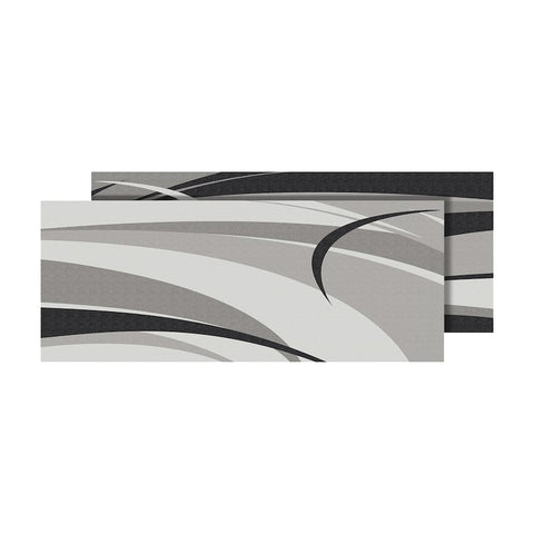 Black Grey Summer Waves Pattern Outdoor Patio Mat - Top View | United RV Parts