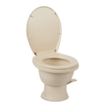 Bone Dometic 411 Gravity Flush RV Toilet - Seat Open Interior Bowl View | United RV Parts