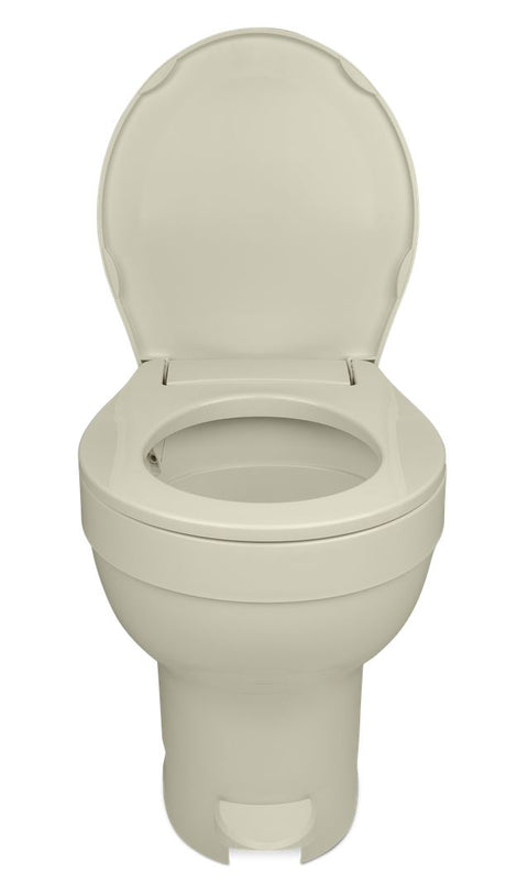 Parchment Thetford Aqua-Magic VI Hi Mobile Home Toilet Replacement - Open Seat Detail | United RV Parts