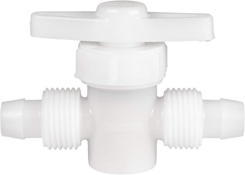 White Plastic Straight Stop Valve - Front View with Threading Detail | United RV Parts
