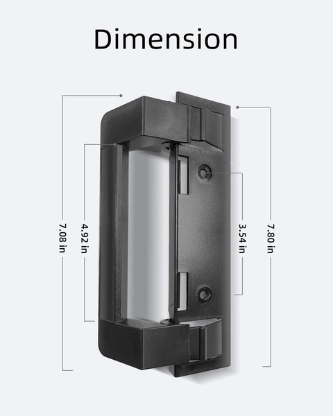 Black Dometic Refrigerator Door Handle - 3D View with Dimensions Labeled | United RV Parts