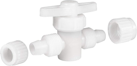 White Plastic Stop Valve with PEX Connections - Exploded View | United RV Parts
