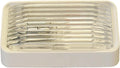 White LaSalle Bristol RV Porch Light GSAM4017 Clear Ribbed Lens - Front View | United RV Parts