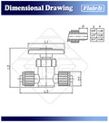 Flair-It Stop Valve Technical Drawing - Dimensional Specifications | United RV Parts