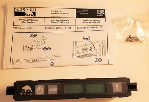 Norcold 639551 Refrigerator Control Board N7 N8 Series with installation instructions and hardware - Flat Lay | United RV Parts
